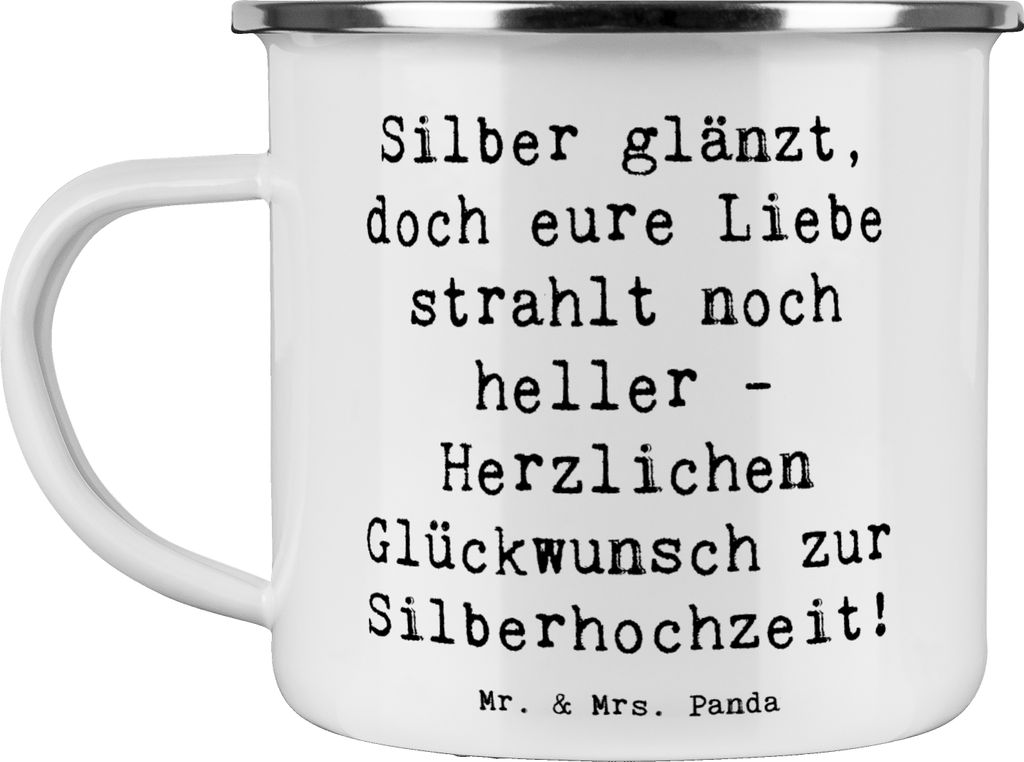 Mr. & Mrs. Panda Kaffeepott Spruch 25. Hochzeitstag Silberne Hochzeit - Weiß - Geschenk, Emaille Tasse, Heiraten, Geschenke, Pott, becher, Ehepaar...