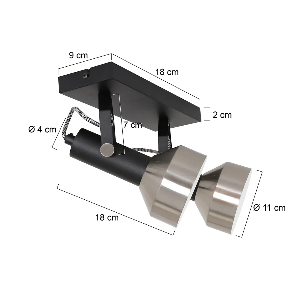 Luminaire spot orientable Mexlite 3338ZW noir métal acier robuste E27 - 13