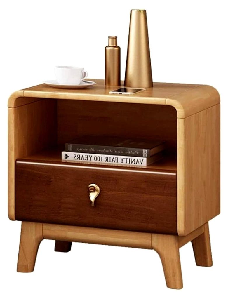 Nachttisch aus Massivholz, Moderner Minimalistischer Nachtschrank für das Schlafzimmer, Nordischer Nachttisch