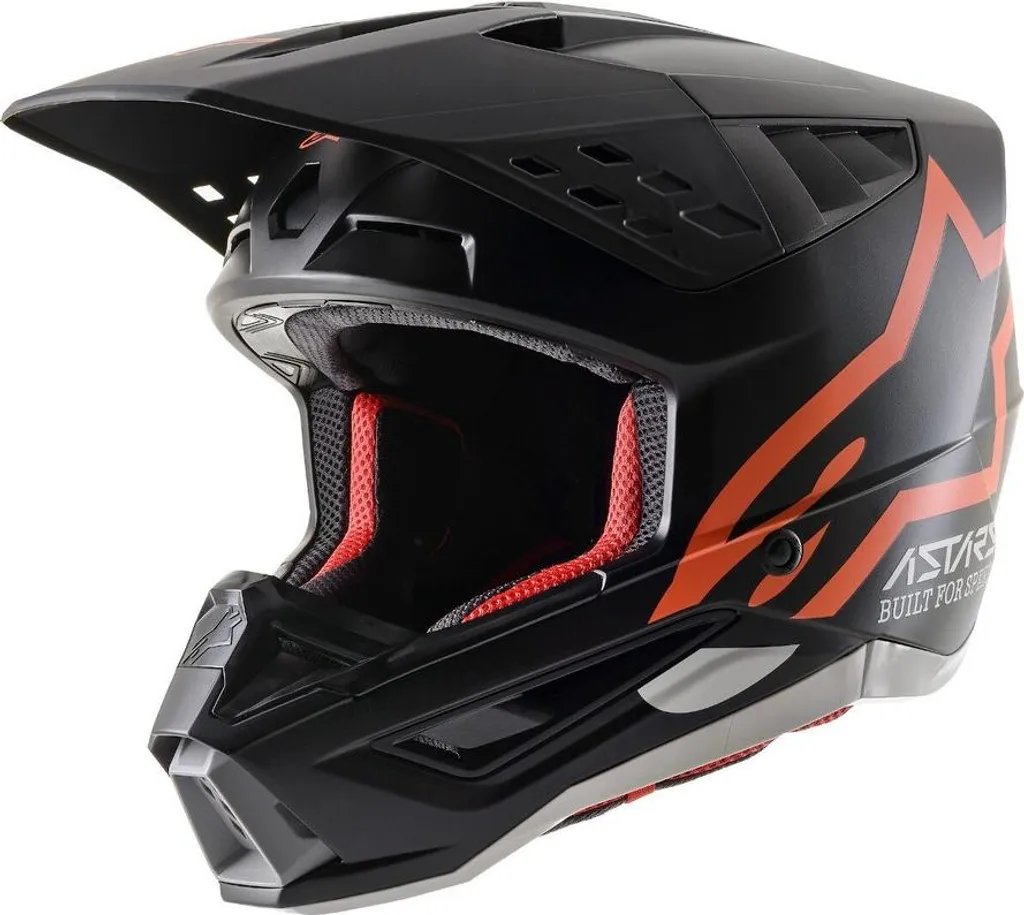 Casque Alpinestars S-M5 Compass ECE Noir Mat Orange Fluo Taille 2XL