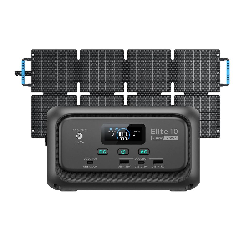 BLUETTI Elite 10 Mini-Powerstation, tragbar, 128-Wh-Akku mit 60-W-Solarpanel, USV, Schnelllade-Solargenerator für Camping und Reisen