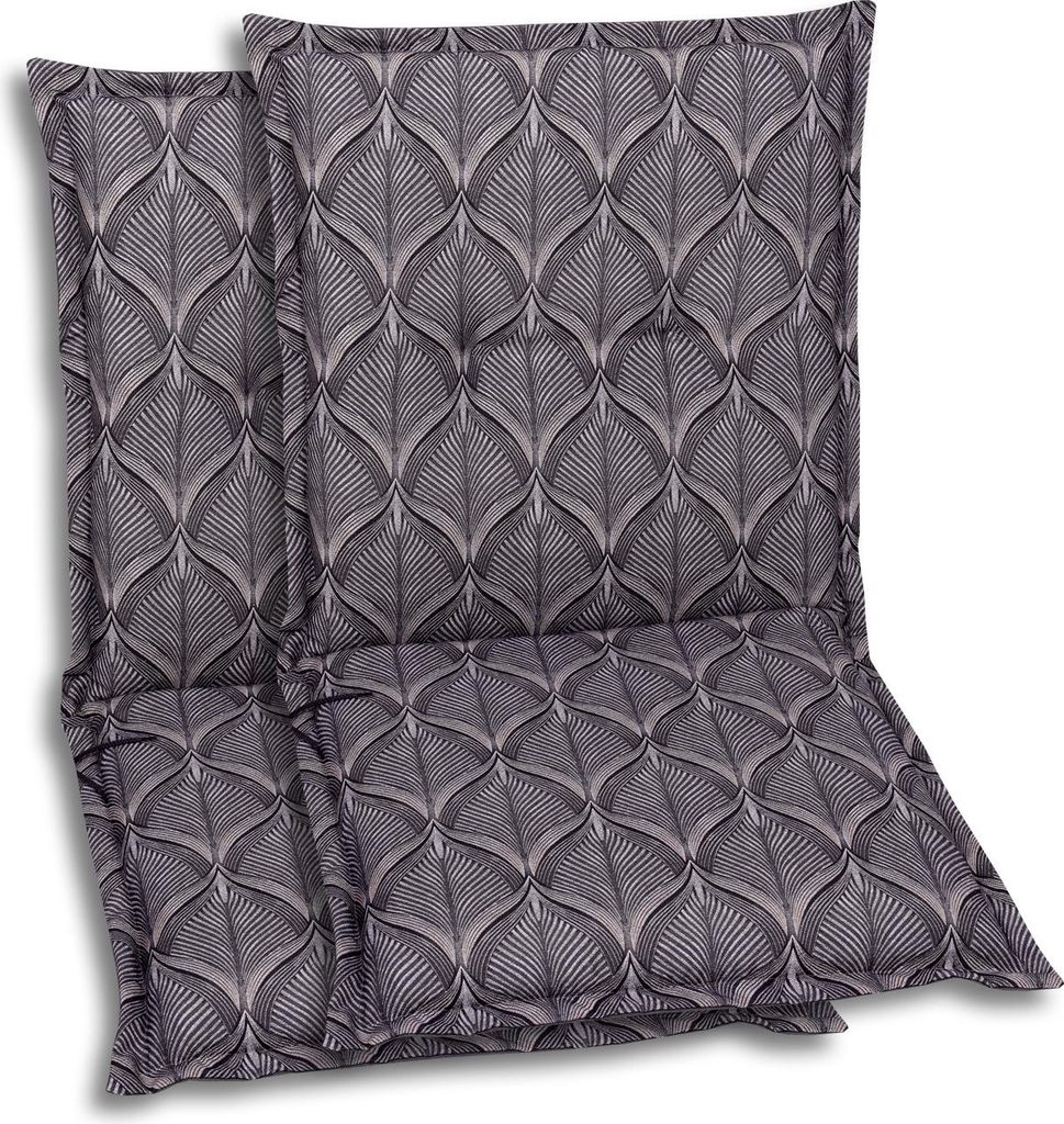 GO-DE Textil, Sesselauflage Niederlehner, 2er-Set, Farbe: anthrazit, Maße ca.: 100 cm x 50 cm x 7 cm