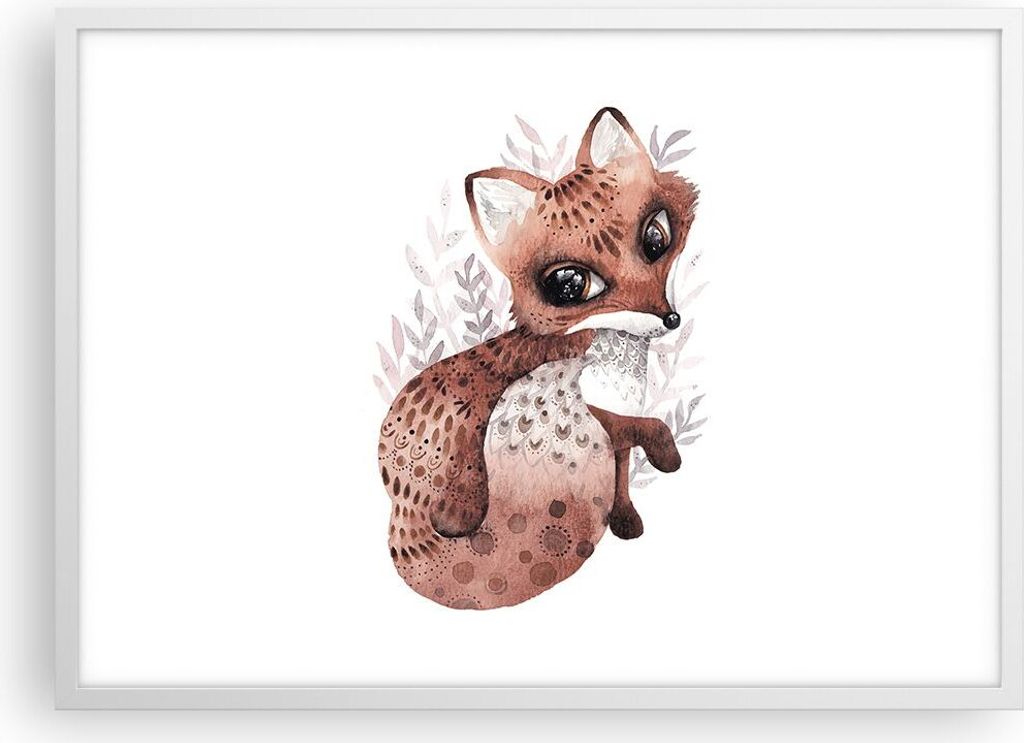 Gerahmtes Poster - Weißer Rahmen - Fuchs November Tier - 70x50 cm - Wand Bild - Wanddeko - Wandbilder - Kunstposter - Wandposter - Bilderrahmen - ...