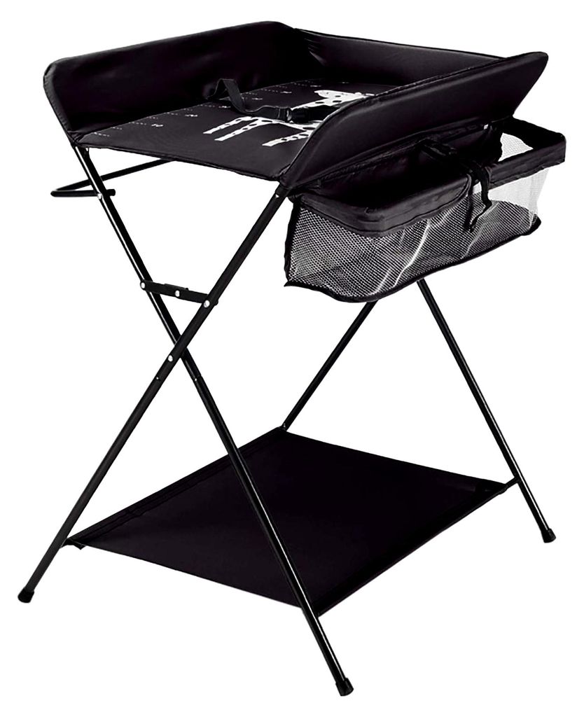 Mobiler Wickeltisch, Klappbar Wickelkommode Baby Wickeltisch Wickelkombi Wickelauflage Baby Changing Table mit Sicherheitsgurt, Schwarz