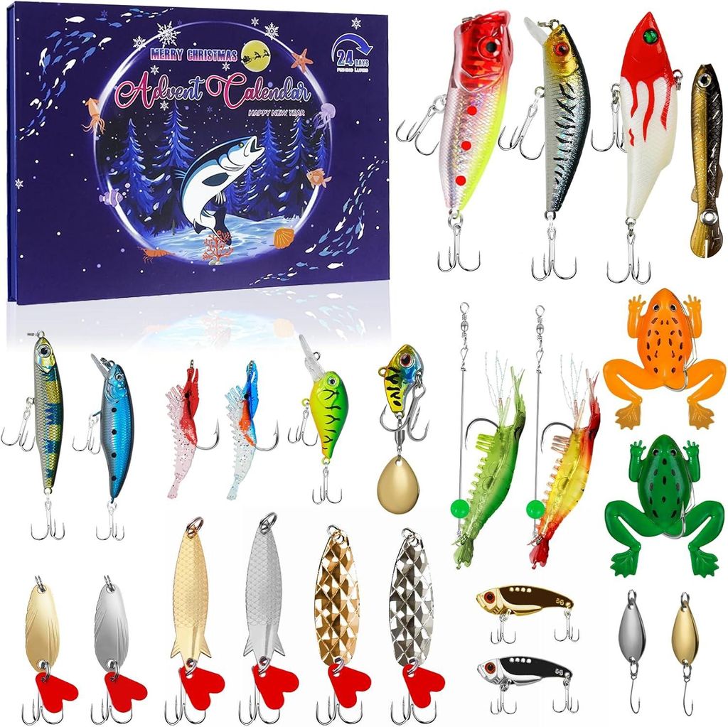 Angelköder-Adventskalender-Set Angeln 24 Tage Geschenk für Männer