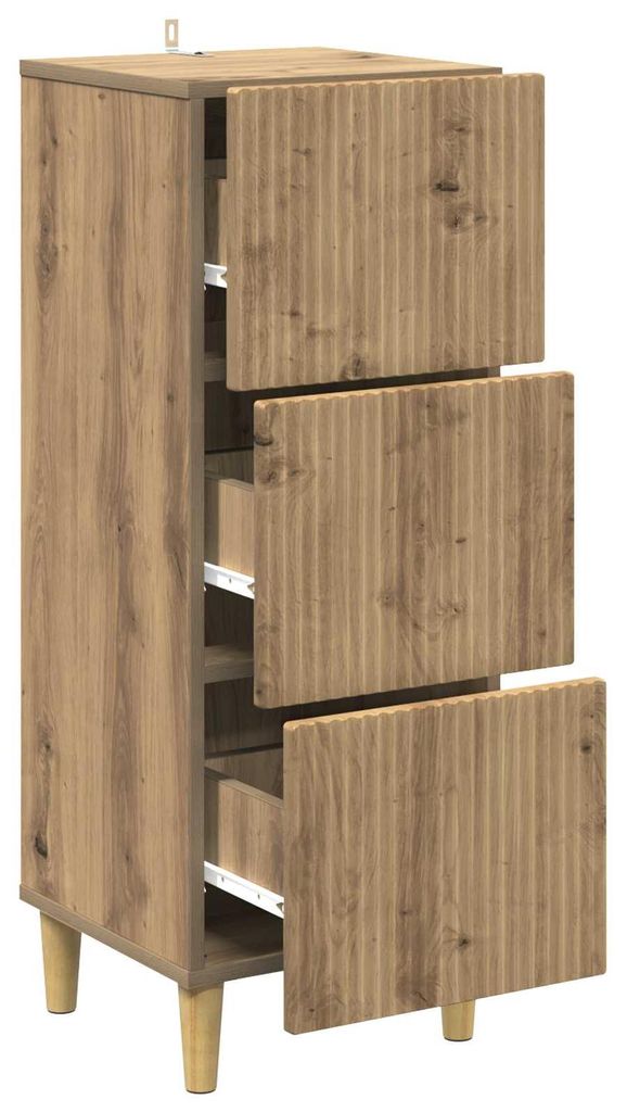 Möbel Kommoden - Braun - CLORIS Schubladenschrank Artisan-Eiche 33x34,5x90 cm Holzwerkstoff,16.7 Kg - 724370