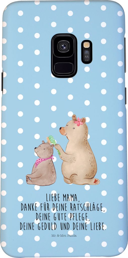 Mr. & Mrs. Panda Samsung Galaxy S9 Handyhülle Bär Kind - Blau Pastell - Geschenk, Mama, Cover, Handy Case, Schutzhülle, Muttertag, Hülle, Mutter