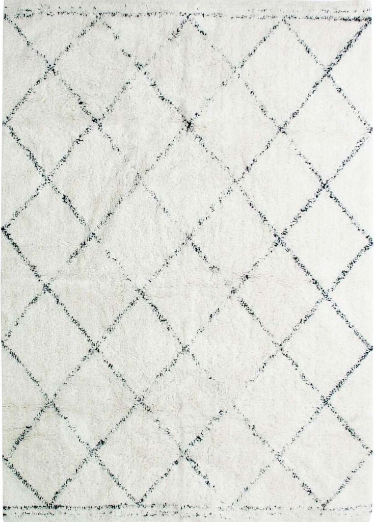 BAUMWOLLE BERBERE Wohnzimmer Teppich - 120 x 170 cm - 100% Baumwolle - Natur Ecru - Diamant Design