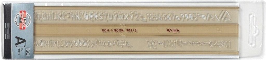 A product packaging containing stencils with letters and numbers.