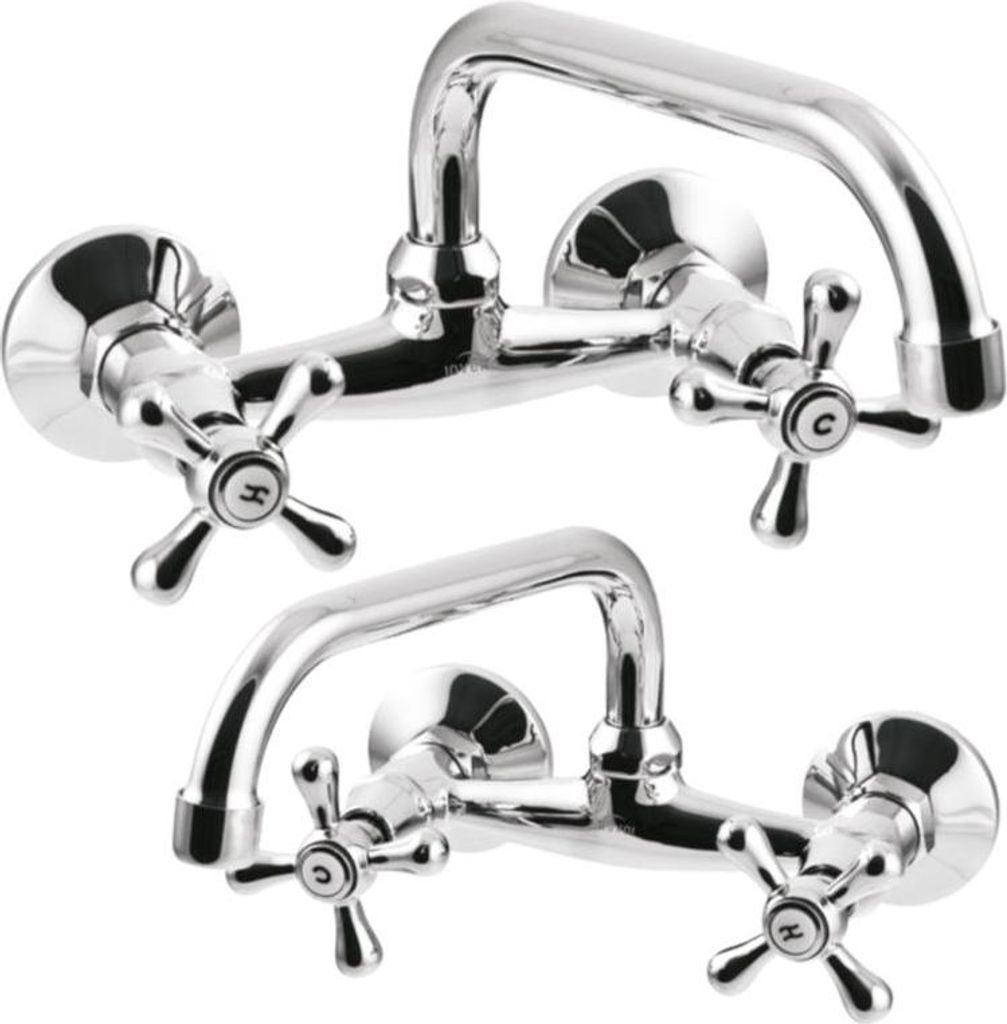 Invena | Roma Waschbeckenarmatur - Chrom - Zweigriff - Drehbarer Auslauf - Badezimmerarmatur