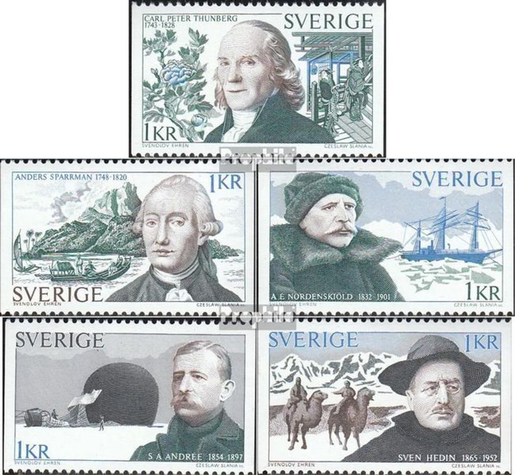 Briefmarken Schweden 1973 Mi 810-814 (kompl.Ausg.) postfrisch Forscher