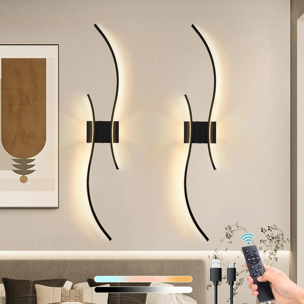 Applique Murale LED Rechargeable 100cm avec Télécommande et USB-C Noir - 8