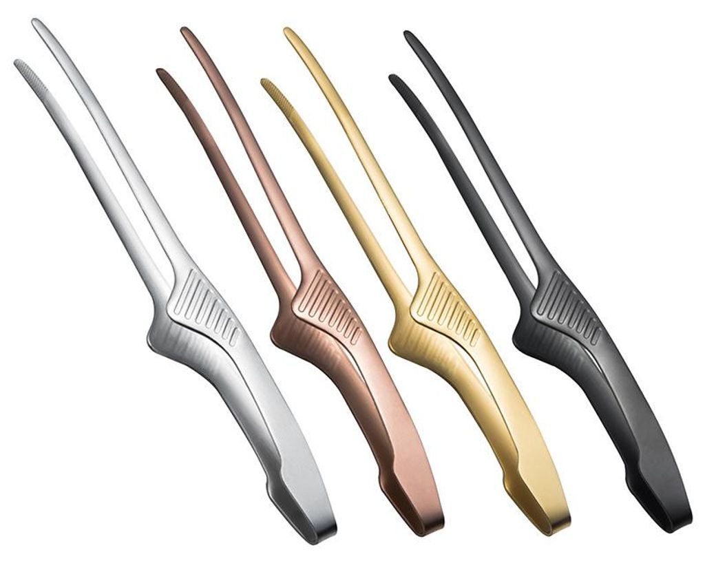 BBQ Tongs BBQ Tongs Edelstahl Küche Accessories Cooking Food Outdoor BBQ Non-Stick Steak Tongs Cooking Werkzeuge 1 Stück (24cm-Silber)
