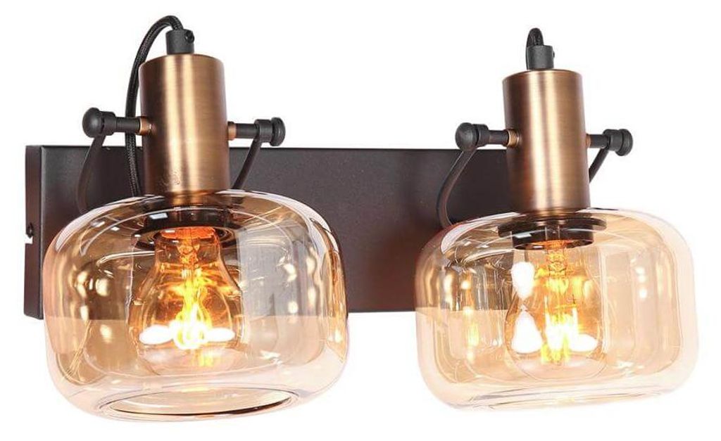 Dubbele wandlamp Glaslic amber glas Productafbeelding 