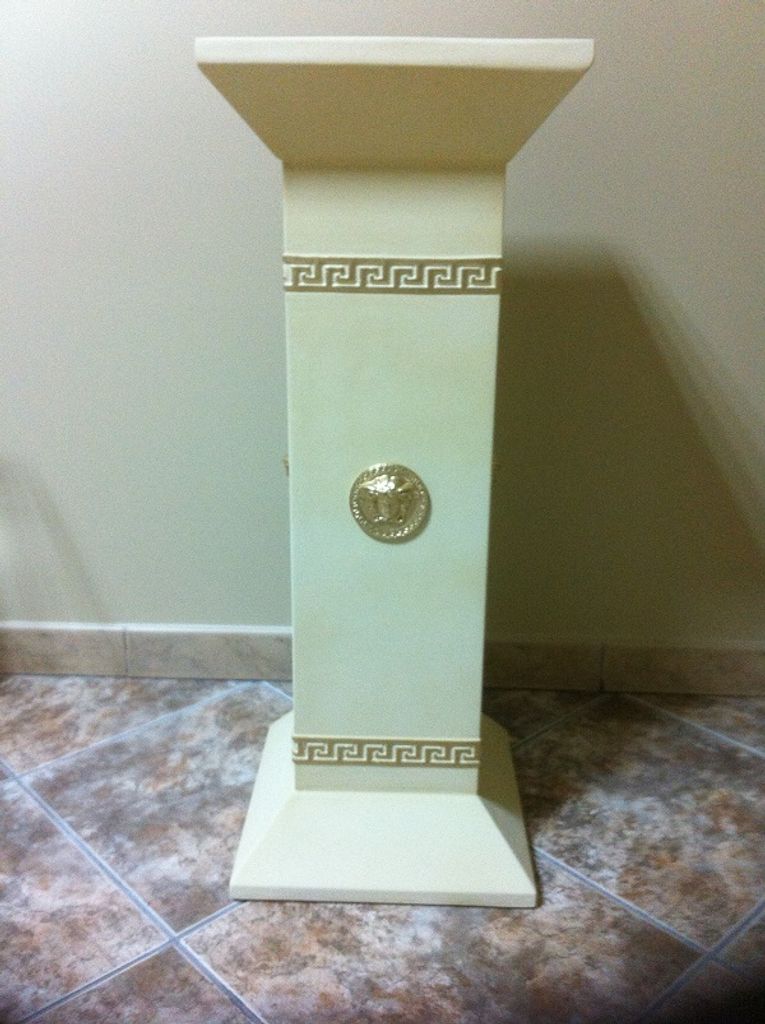 Säule Mäander Style Beistelltisch Marmoriert Dekosäule 100 cm Griechische Antik Retro Rokoko Säule Barock Blumenständer Podest Handbemalt