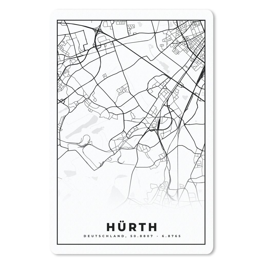 MuchoWow Mauspad Mousepad Karte - Hürth - Stadtplan - Karte 40x60 cm - Mousepads - Maus Mat - Pad - Mausunterlage - Schreibtisch Accesoire