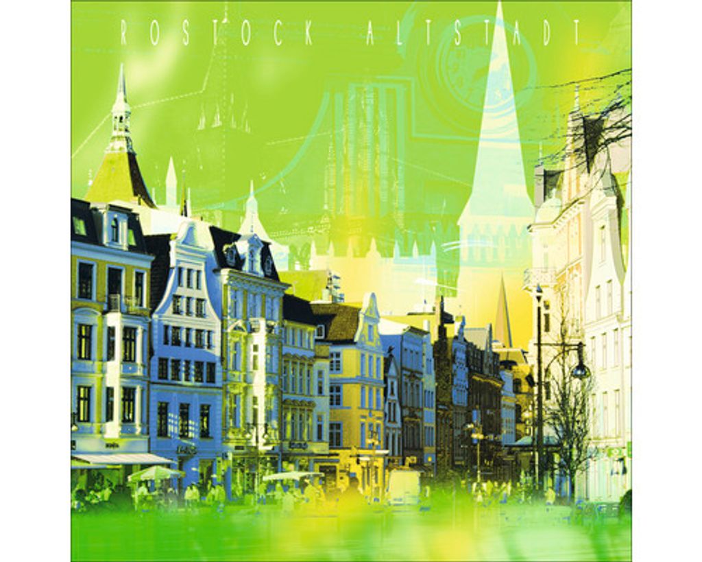 Glasbild Rostock Altstadt 20x20 cm