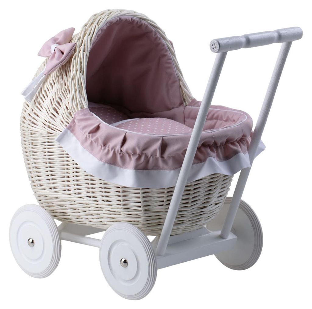 Carrozzina per bambole LILI in vimini color crema 48X28 Immagine del prodotto 
