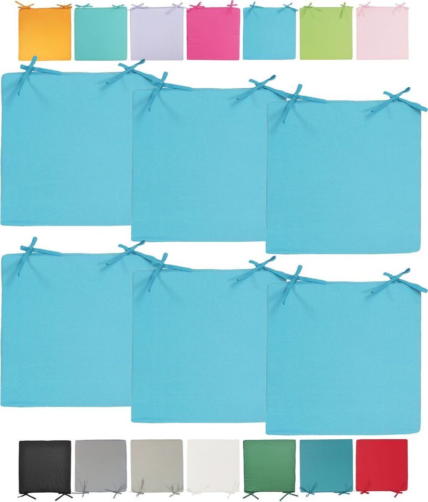 JACK Outdoor Stuhlkissen 40x40cm Lounge Kissen Auflage Wasserfest Sitzkissen Garten Lotus Effekt, Farbe:Hellblau, Stückzahl:6x