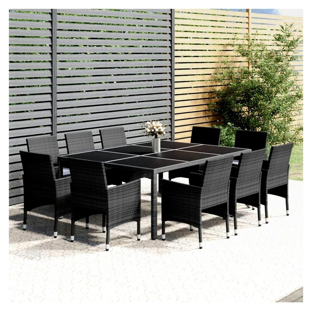 Gartenmöbel Set mit 10 Stühlen und Tisch aus Polyrattan für 10 Personen