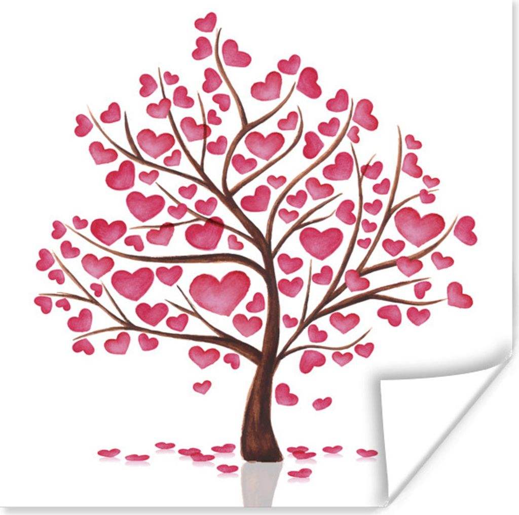 MuchoWow® Poster Eine Illustration eines Baumes mit Herzen Produktbild 