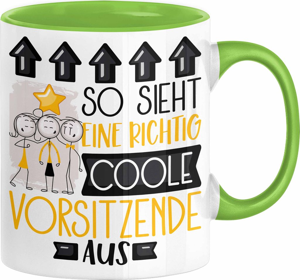 Vorsitzende Geschenk Tasse Lustig Geschenkidee für Vorsitzende Geburtstag So Sieht Eine Richtig Coole Vorsitzende Aus Frauen Spruch (Grün)