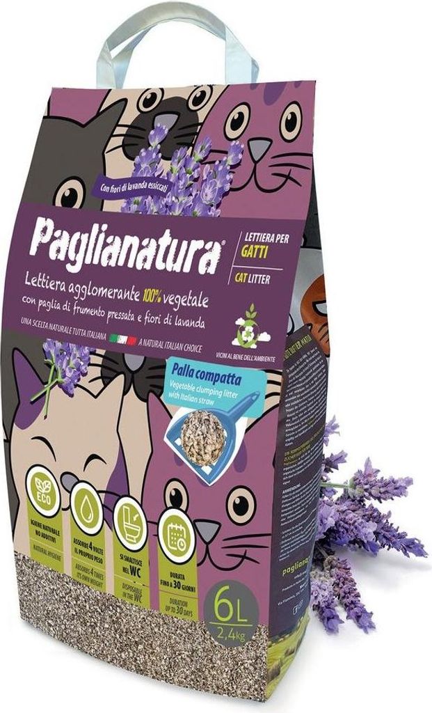Paglianatura Katzenstreu, Lavendel, 2,4 kg/6 l – klumpend, Produktbild 