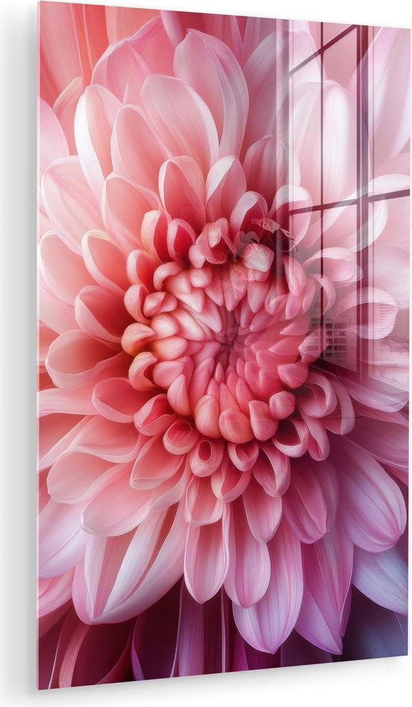 MuchoWow Glasbilder - Bilder auf Wandbild - Foto auf Glas Dahlie - Blume - Nahaufnahme - Rosa 60x90 cm Wanddekoration aus Glas - Acrylglasbild - Ac...