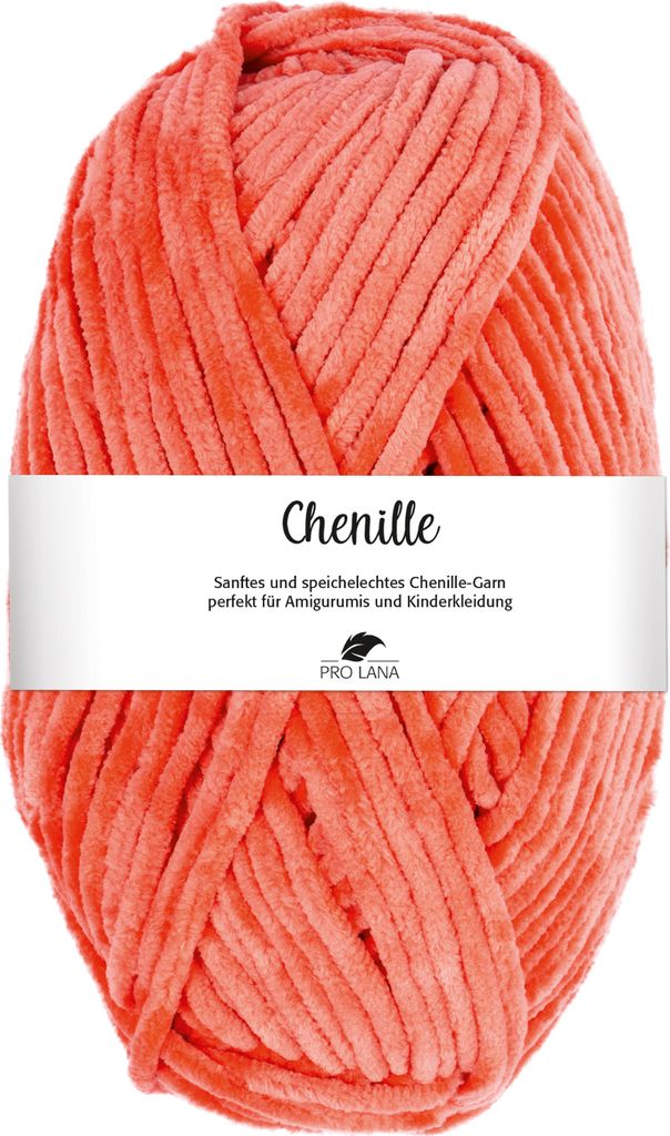 Pro Lana CHENILLE 100 g samtig weich und stabiles Chenille Garn 110 m Farbe 026 - koralle