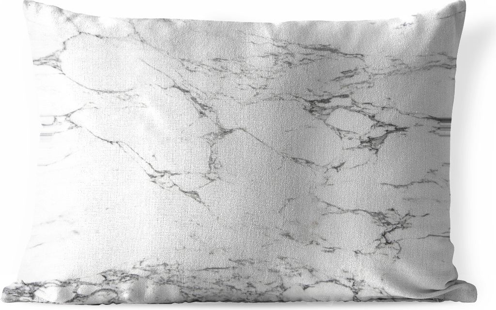 MuchoWow Outdoor Kissen - Schwarze Muster durch weißen Marmor - 50x30 cm - Wetterfest - Lounge Kissen - Sofa kissen - Wohnzimmer Dekoration