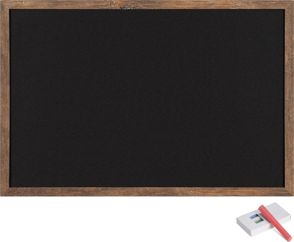 Navaris Kreidetafel mit Holzrahmen - Memoboard 60x40 cm - inkl. Kreide Pins - Tafel mit Wandhalterung - Wandtafel für Küche abwischbar - Schwarz