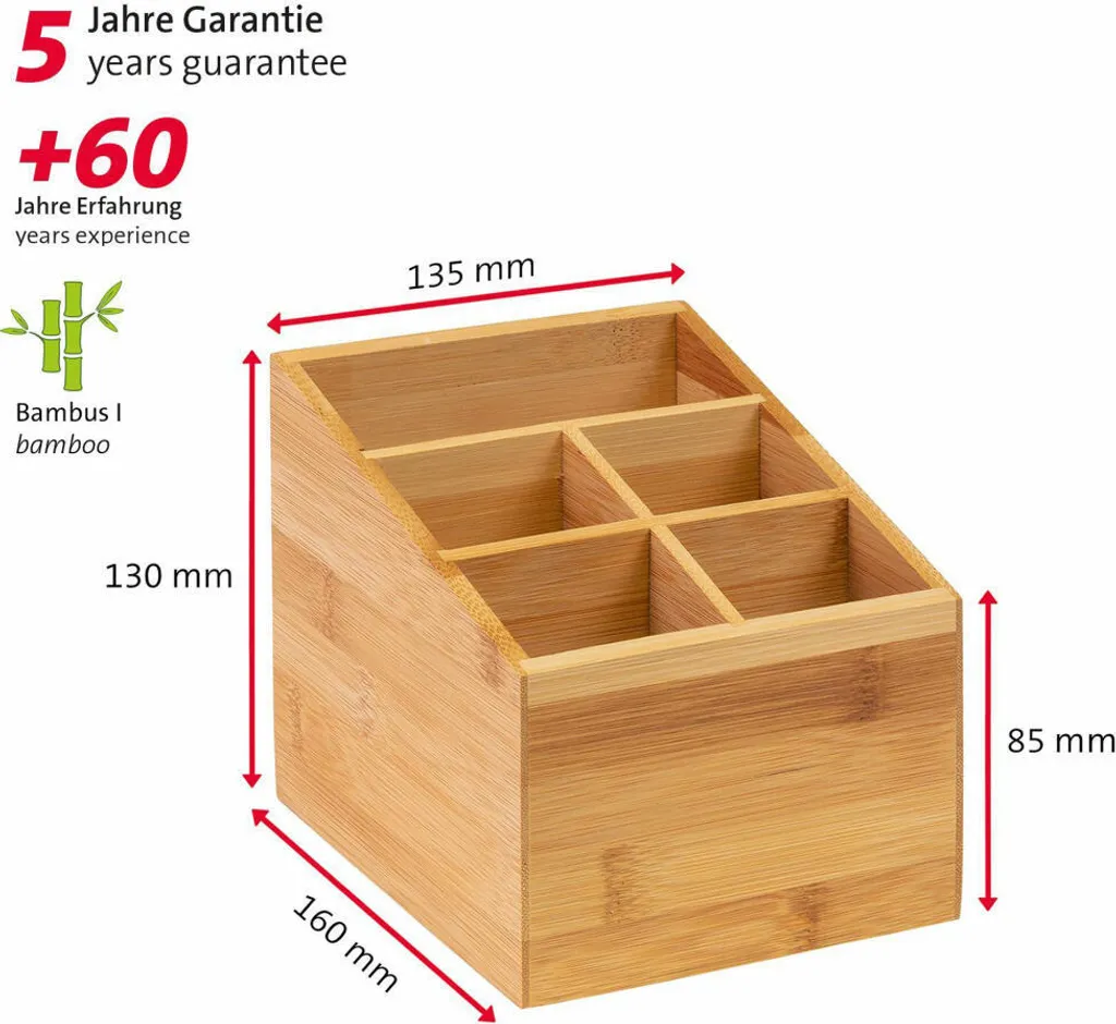 Rangement couverts en bambou résistant avec 5 compartiments - 11