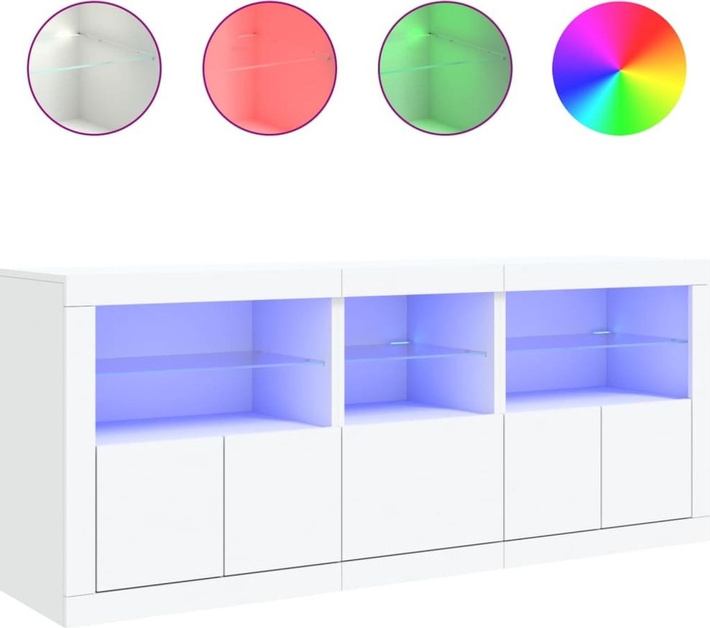Sideboard mit LED-Leuchten Weiß 162x37x67 cm