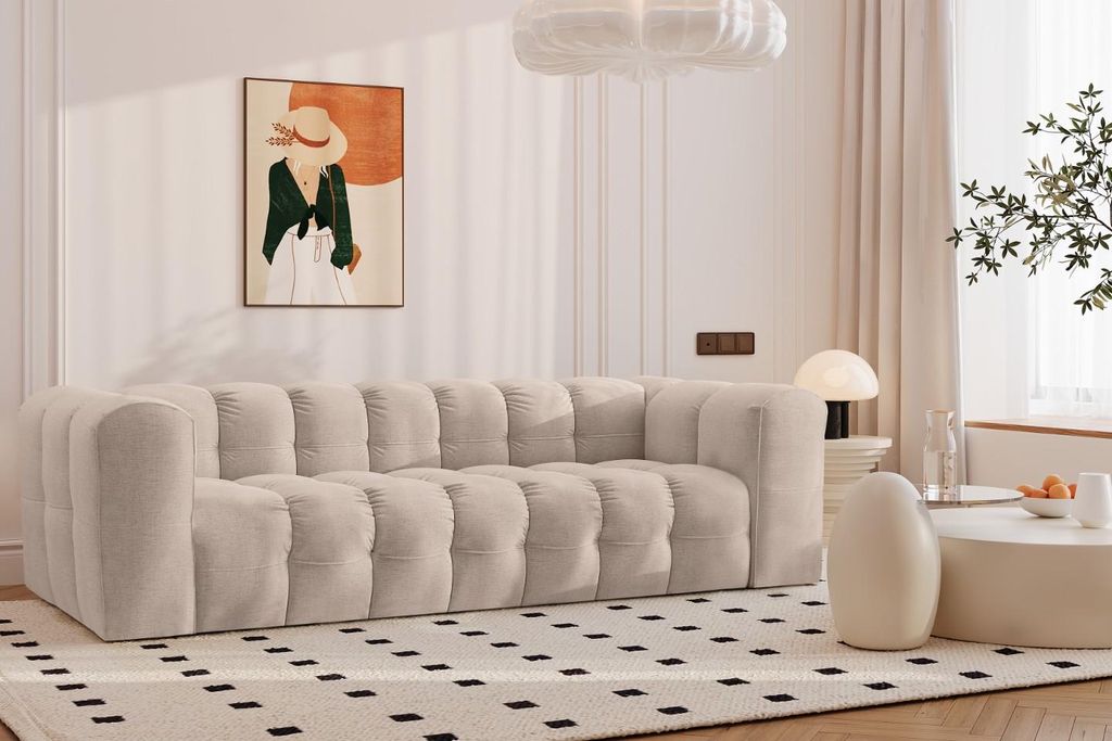 Kaiser Möbel Sofa 4-Sitzer, Komfort Couch BALOO, stoff Schenille, Beige