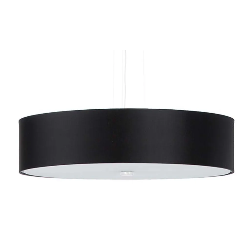 Lustre 5 feux E27 SKALA 50 en tissu blanc et verre, luminaire 102x50cm