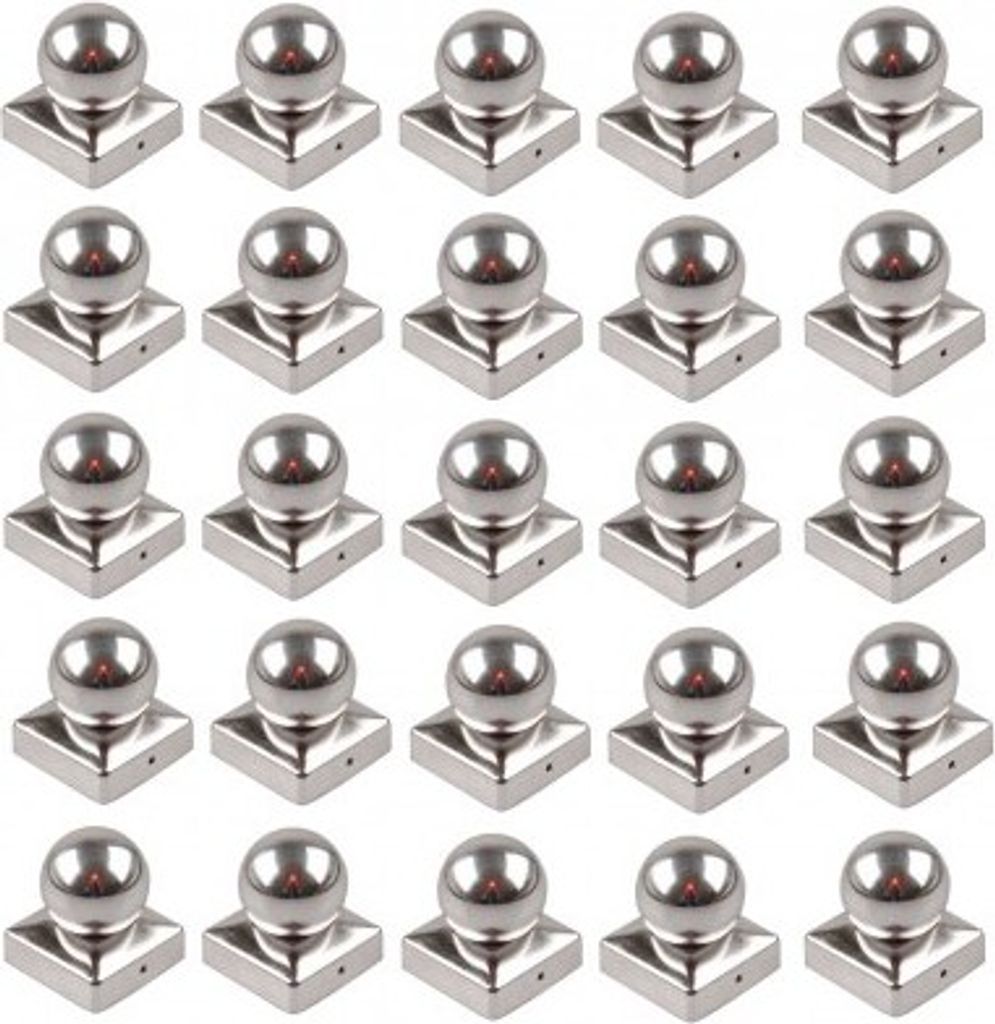 25x Pfostenkappe Edelstahl 91 mm Kugel Abdeckkappe für Pfosten 9 x 9 cm