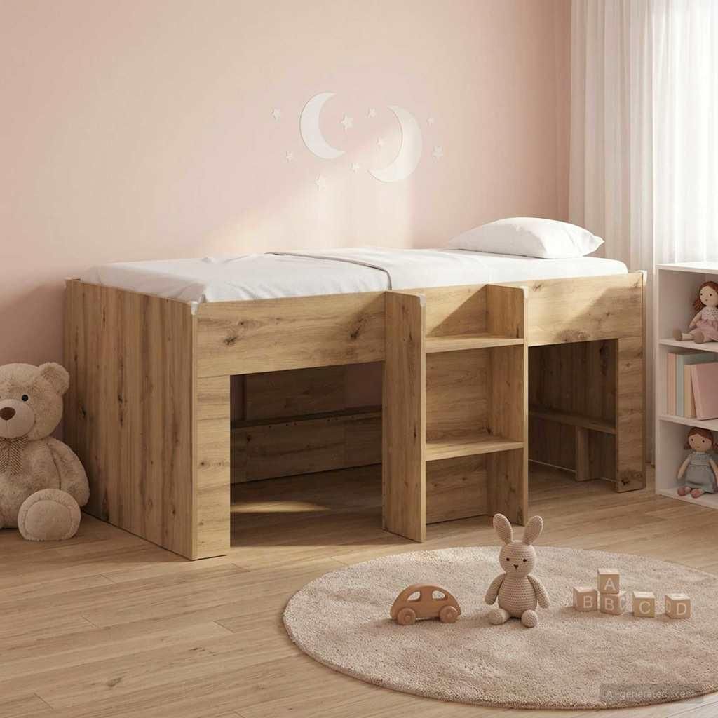 Möbel Hochbett für Kinder 2 pcs Kunsthandwerk Eiche HolzwerkstoffKlassische Betten - Klassische Betten c4937