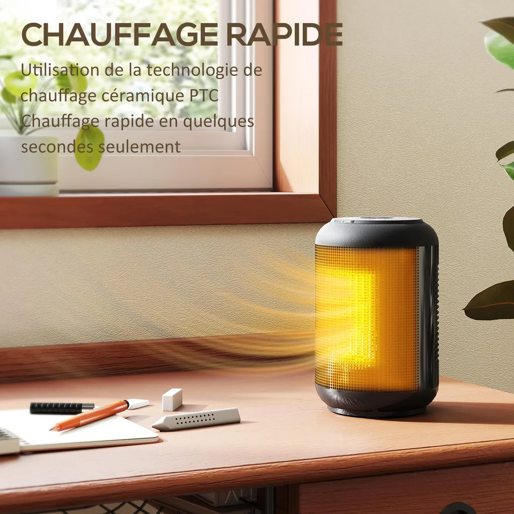 Chauffage d'Appoint Céramique avec Thermostat - Radiateur Compact 1500W - 6