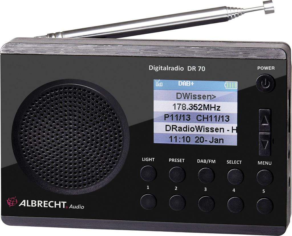 Albrecht DR 70, Przenośny, Cyfrowy, DAB+, FM, 87,5 - 108 Zdjęcie produktu 