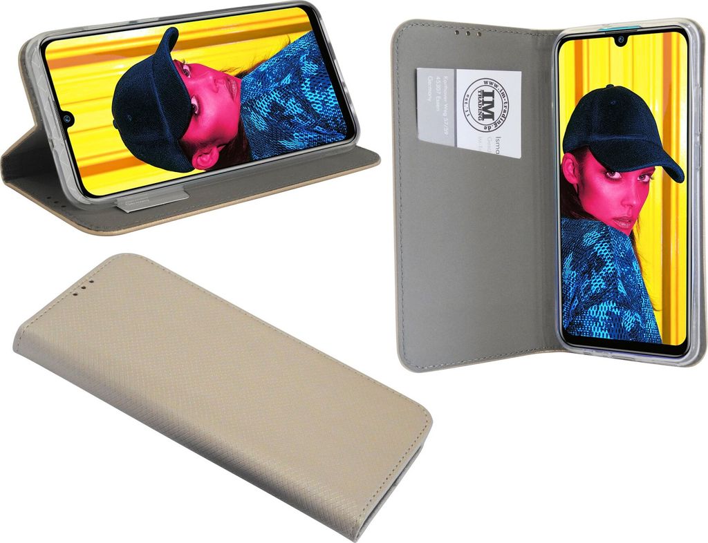 Elegante Buch-Tasche Hülle Smart Magnet kompatibel für Das Honor 10 LITE Leder Optik Wallet Book-Style Cover Schale in Gold @cofi1453