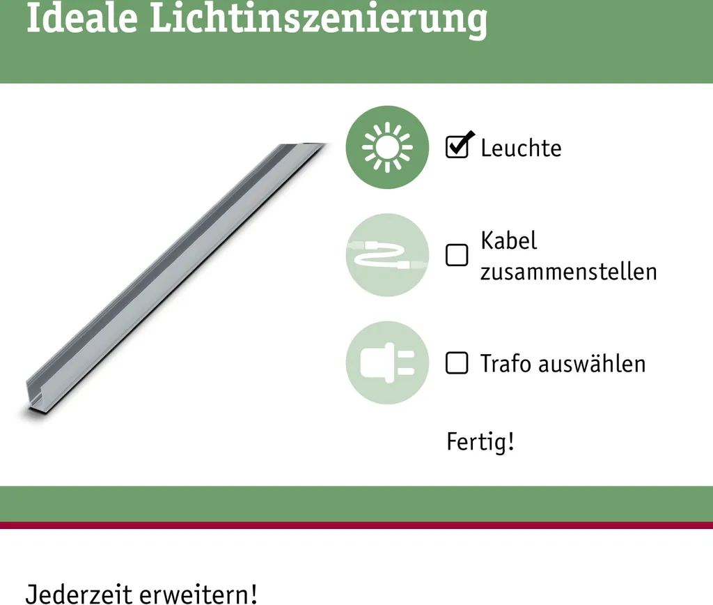 Supporto Profilo Alluminio Paulmann per Strisce LED 3000K 1 metro - 5