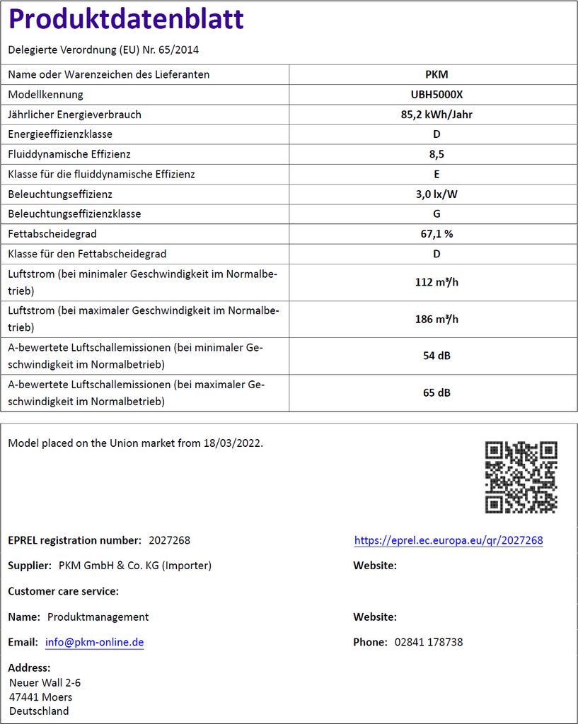 PKM UBH5000X Dunstabzugshaube 60cm silbergrau Umluft Abluft Produktbild 5