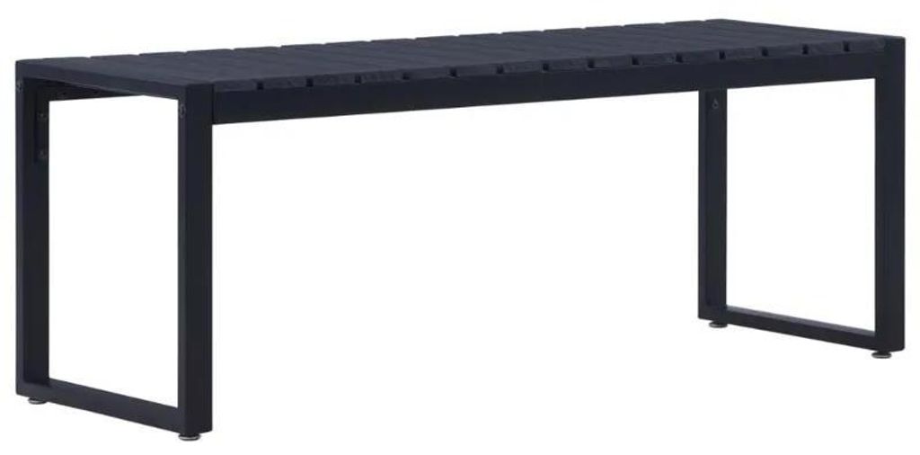 Gartenbank - Outdoor Sitzbank 120,5 cm - PS-Platten - Bank für Garten und Terrasse - 120,5 x 40 x 45 cm - Schwarz