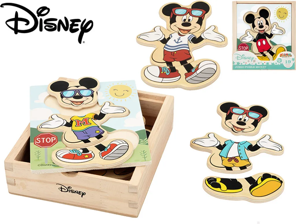 Habiller Mickey Puzzle Bois Disney - Jouet Éducatif Créatif 20 pièces