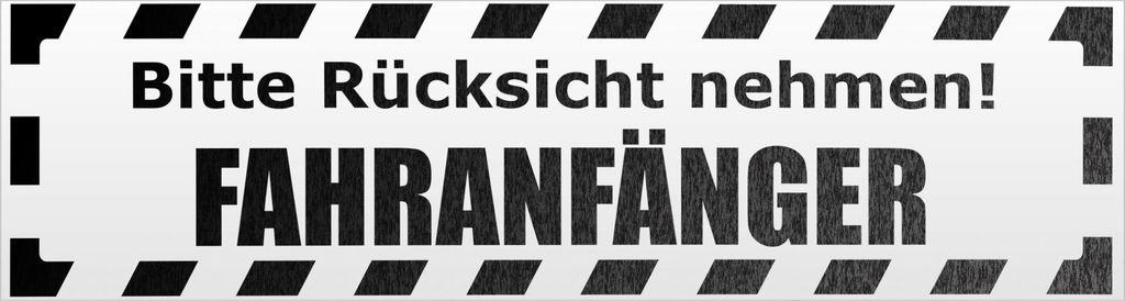Kiwistar Bitte Rücksicht nehmen. Fahranfänger gestreift Magnetschild Schild magnetisch - 20cm Schwarz - reflektierend - Magnetfolie für Auto PKW...