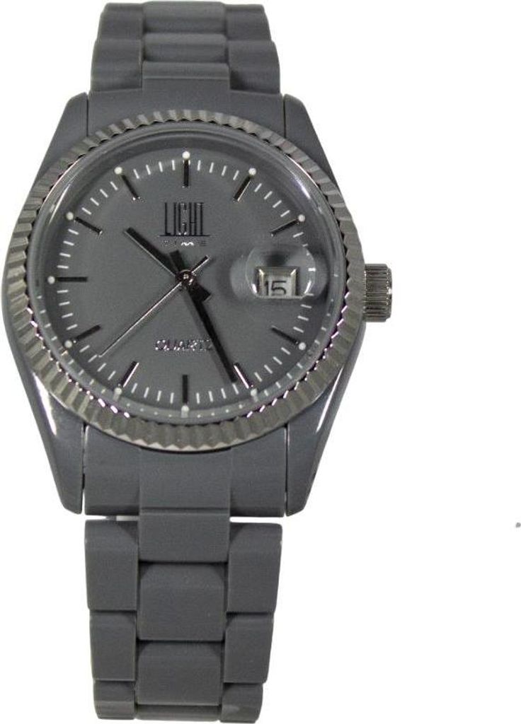 Light Time Armbanduhr Quarz Damen Herren Datum Kunststoff Grau L141LTG-DK