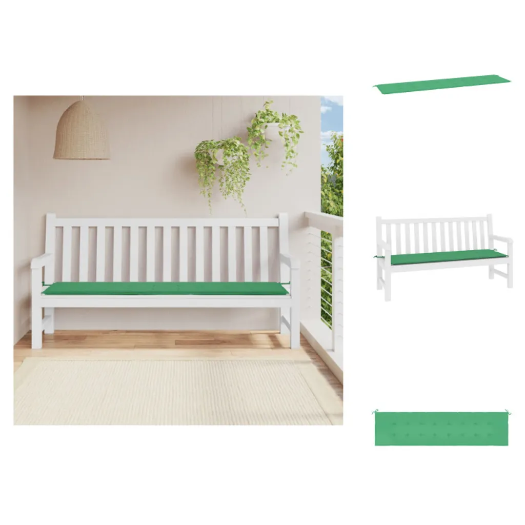 Coussin de Banc Confortable Vert 200x50x3 cm Fini les Assises de Jardin Dures