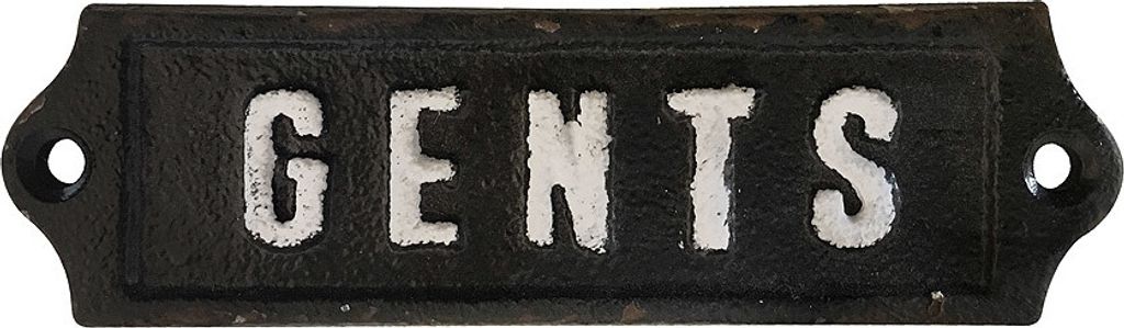 Türschild GENTS Herren-WC Toilettenschild Antik-Stil Gusseisen Schwarz Weiß