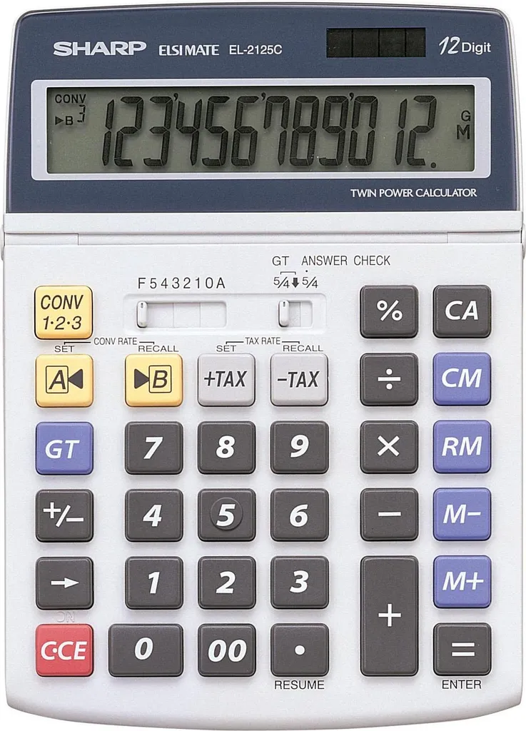 Calculatrice de bureau grand écran Sharp EL-2125C pour secrétariat et PME