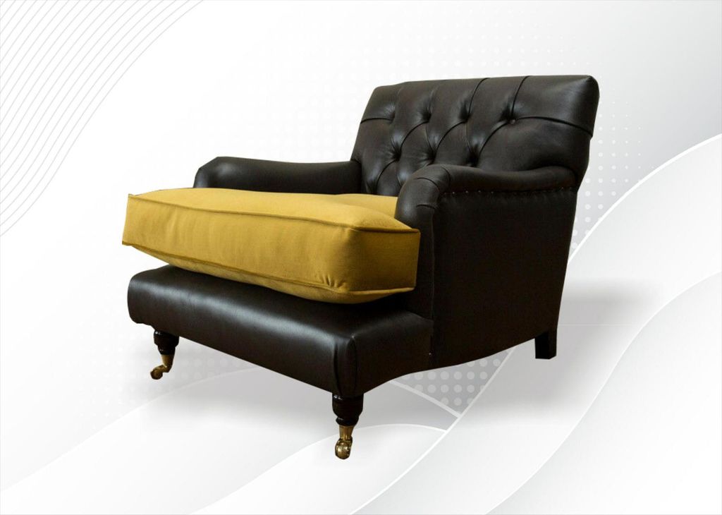 Chesterfield Sessel Textil Sofa Stoff Couch Sofas Club Lounge Schwarz Couchen
